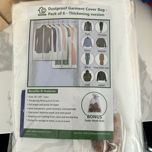 pack of 6 dust proof garment cover bag thickening version